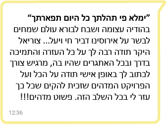הודעת וואטסאפ מחבר קהילה
